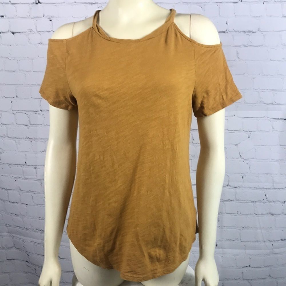 Anthropologie Maeve Bare Shoulder Tee XS EUC